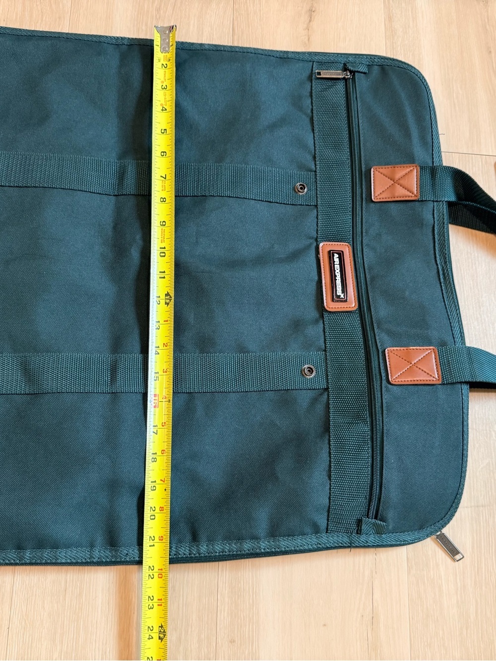 Vintage Air Express Garment Bag Green Travel Suit Carrier Hanging Luggage - Picture 6 of 8